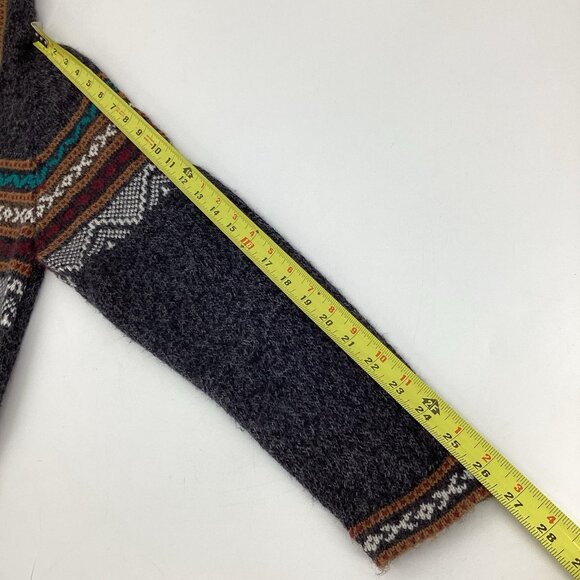 Ecologic Arts Women's Alpaca Aztec Fringe Hooded Sweater Southwestern Gray Sz M - Picture 6 of 8